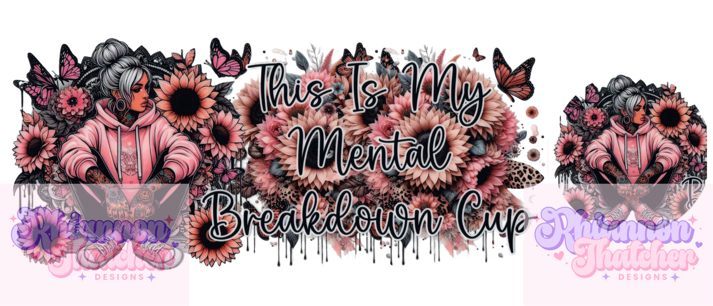 16oz Clear Glass Libby Can Tumblers with Matching Lid - This is my Mental Breakdown cup