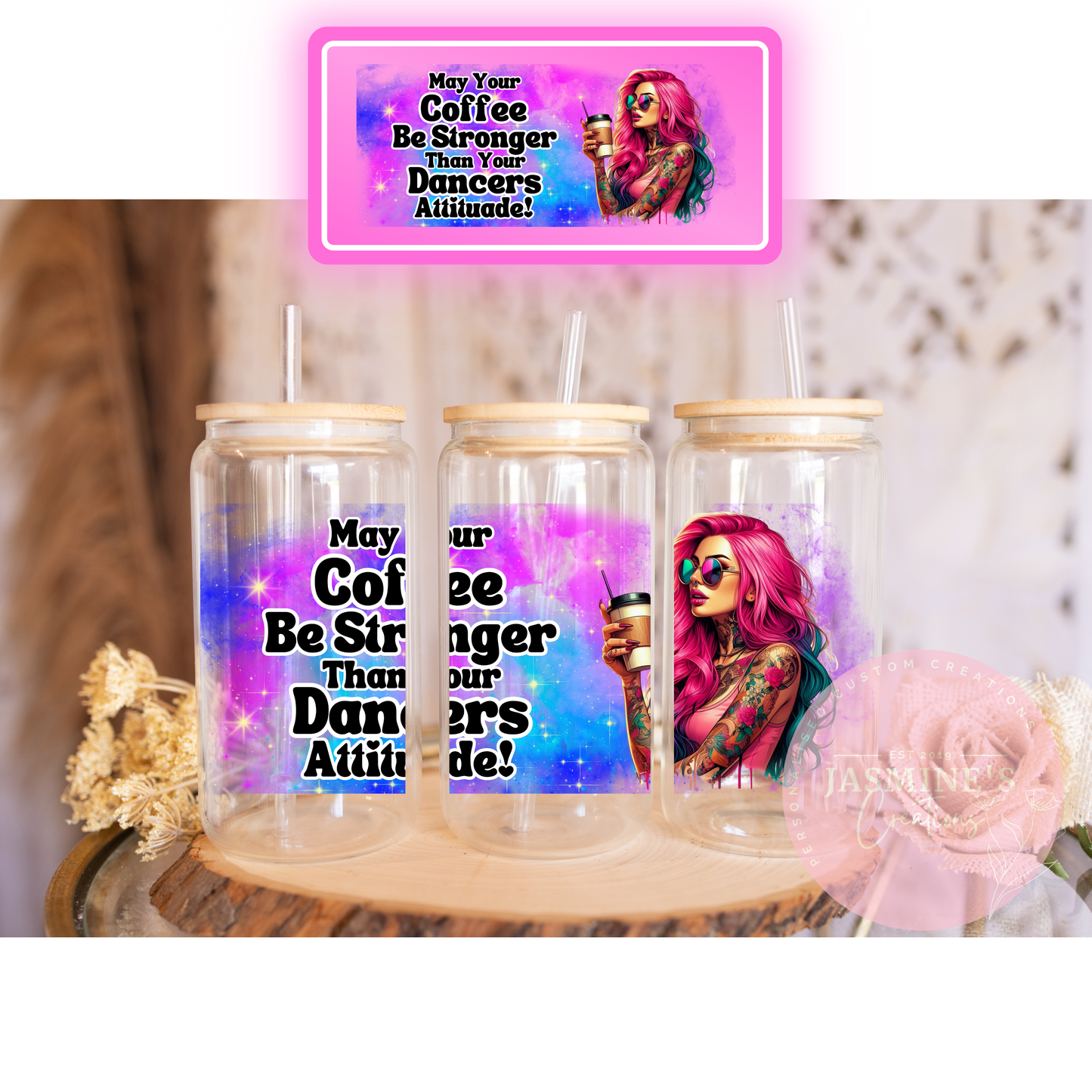 16oz Clear Glass Libby Can Tumbler - Dancers Attitude