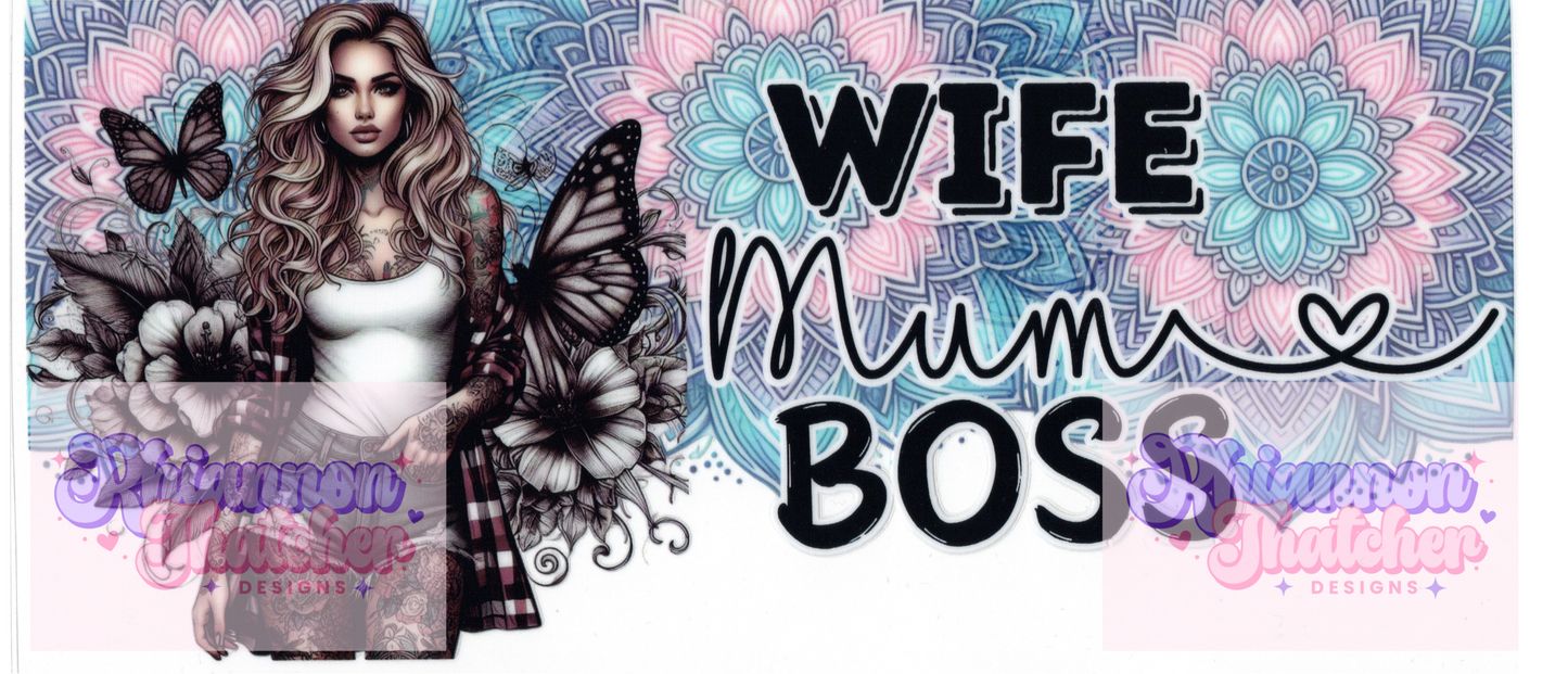 16oz Clear Glass Libby Can Tumblers -Wife Mum Boss