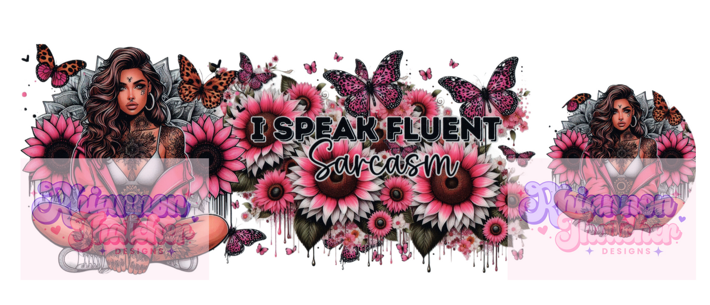 16oz Clear Glass Libby Can Tumblers with Matching Lid- I speak fluent sarcasm