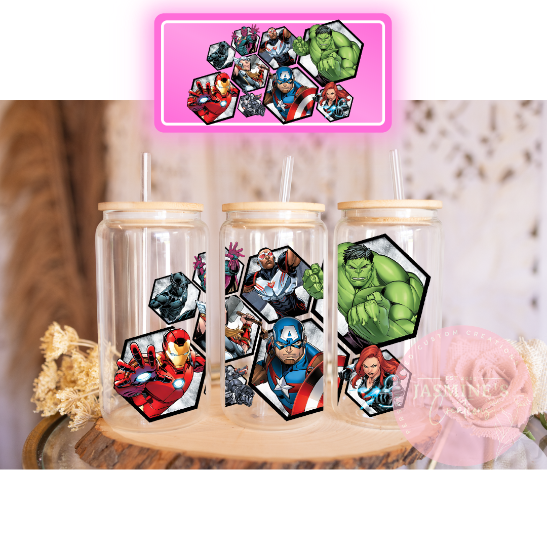 16oz Glass Libby Can Tumbler -Avengers