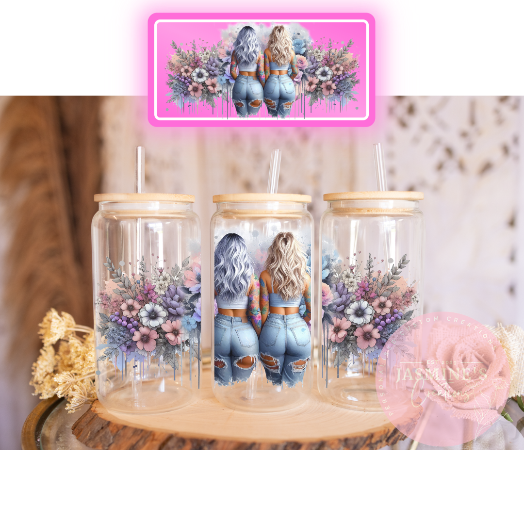 16oz Glass Libby Can Tumbler -Best Friends