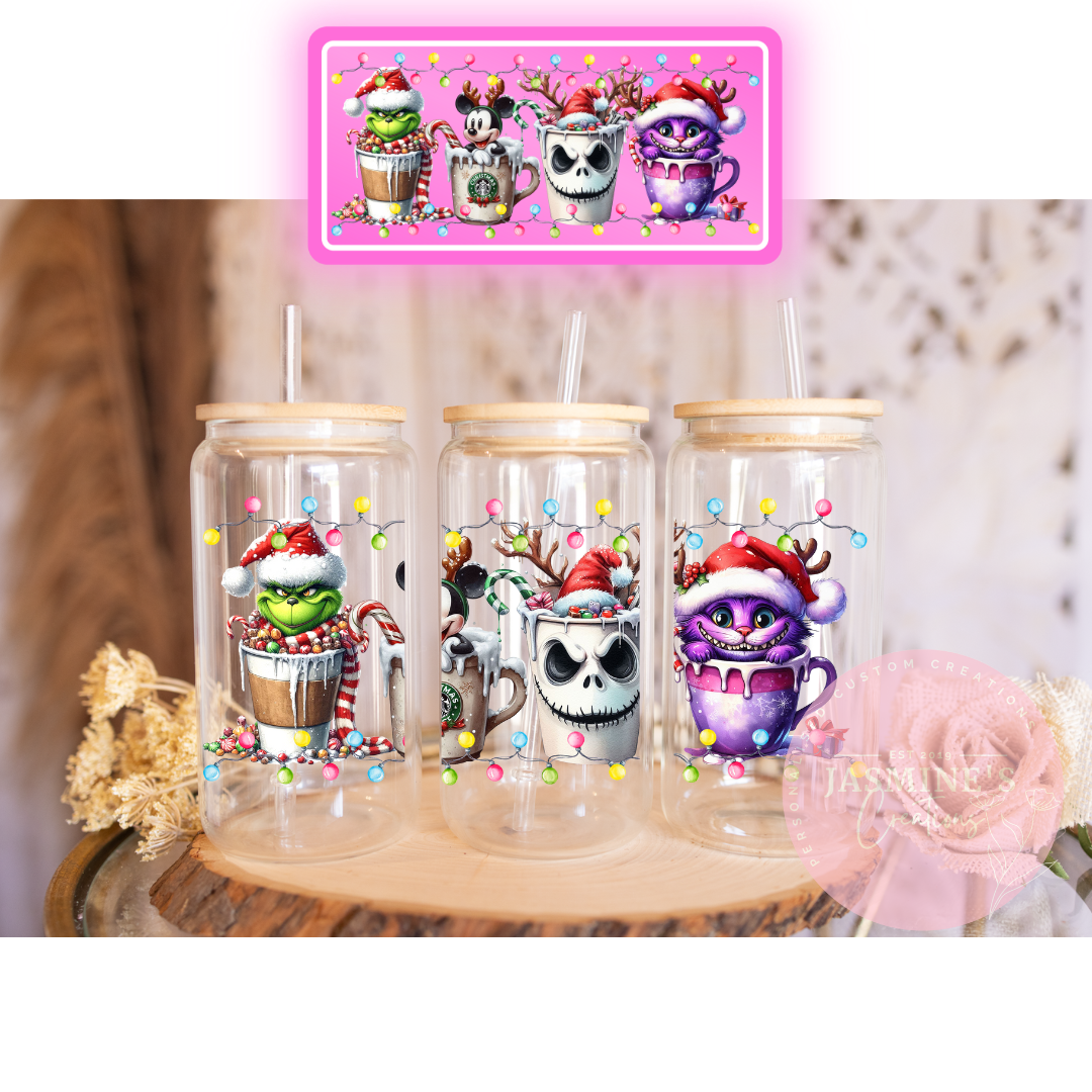 16oz Glass Libby Can Tumbler - The Cheshire Cat & Friends