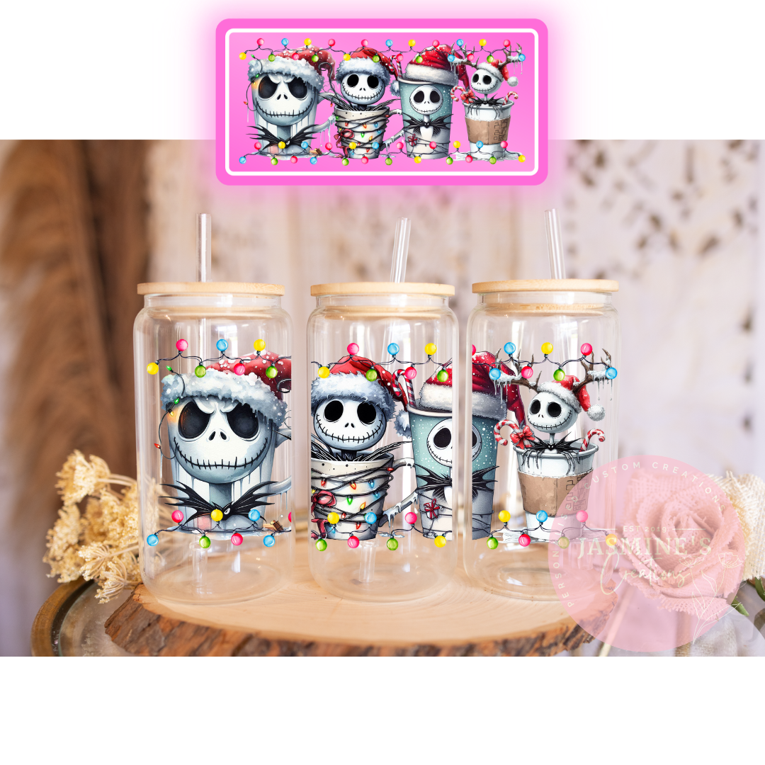 16oz Glass Libby Can Tumbler -Jack Skellington
