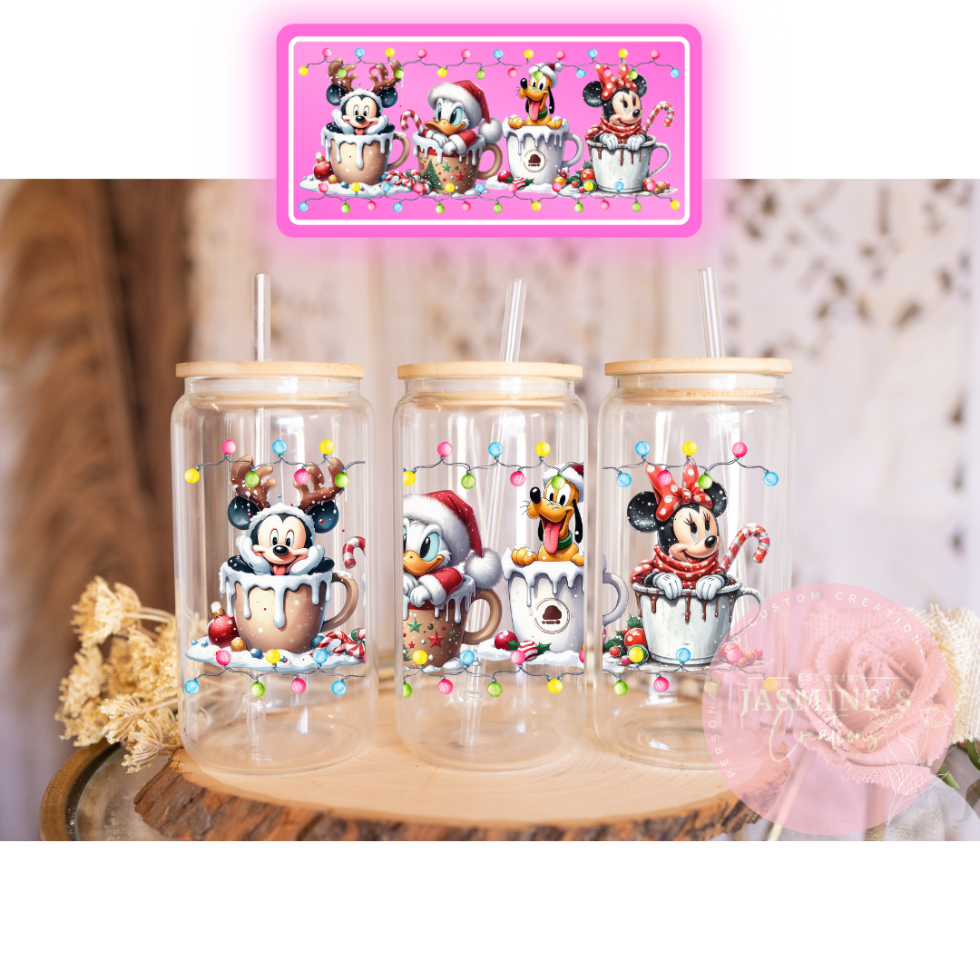 16oz Glass Libby Can Tumbler -Mickey and Friends