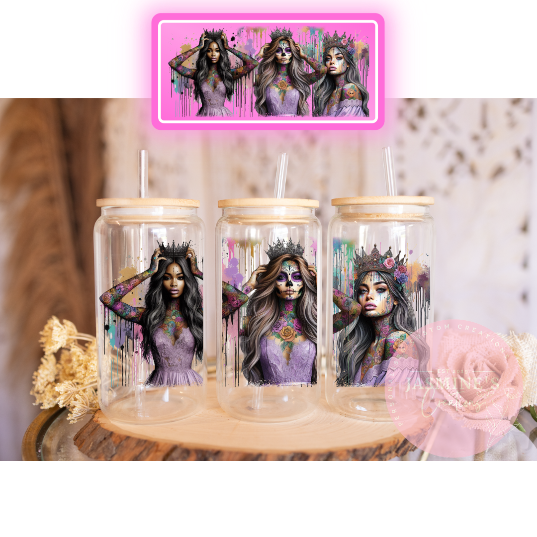 16oz Glass Libby Can Tumbler - Three Queens