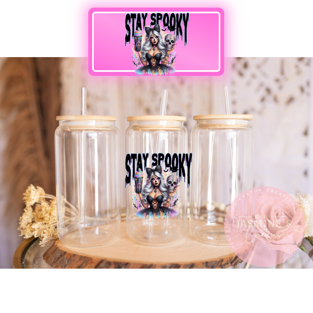 16oz Glass Libby Can Tumbler - Stay Spooky