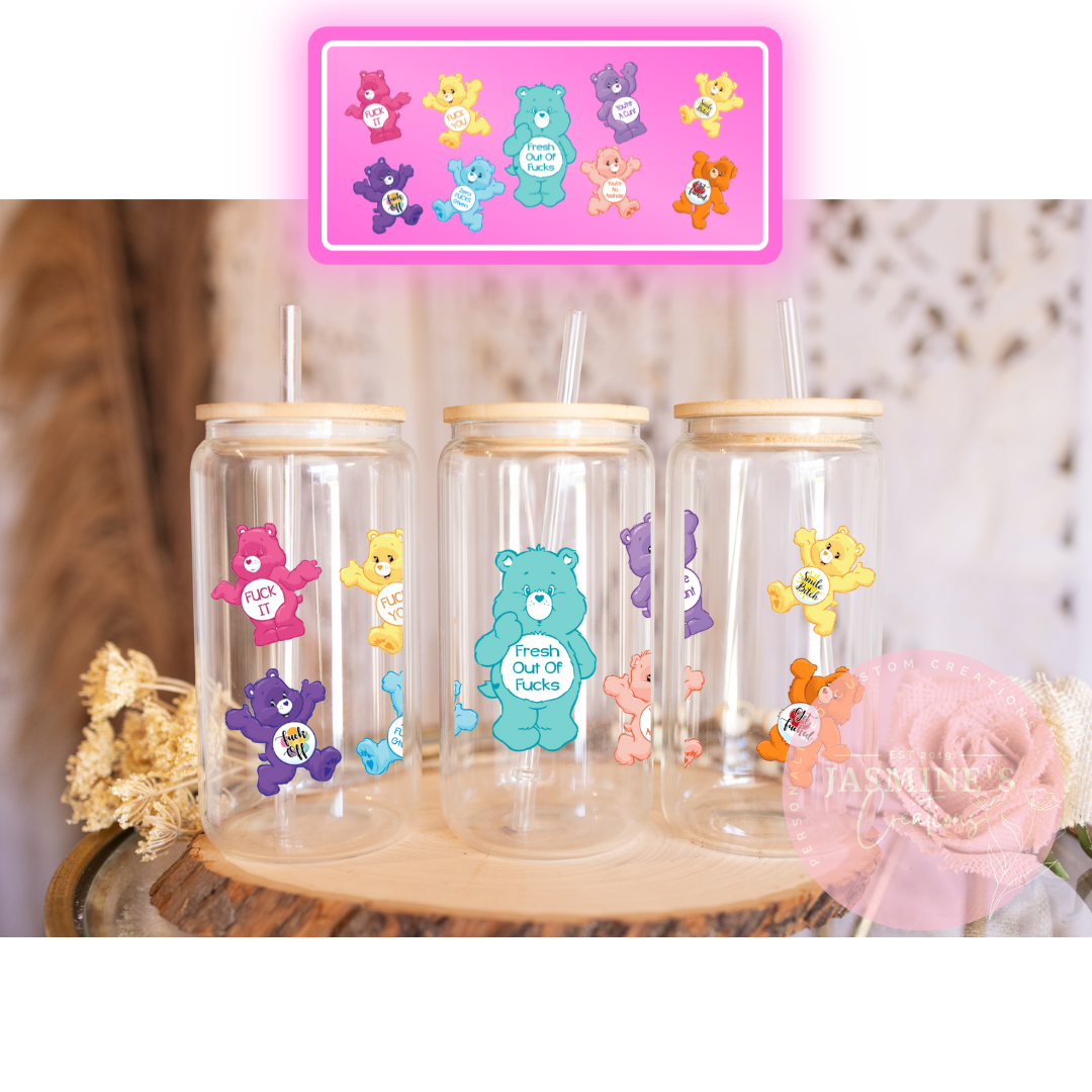 16oz Glass Libby Can Tumbler -Swear Bears