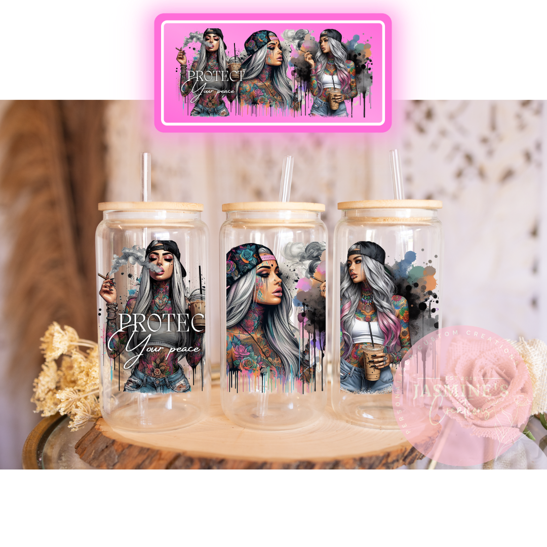 16oz Glass Libby Can Tumbler -Protect Your Peace