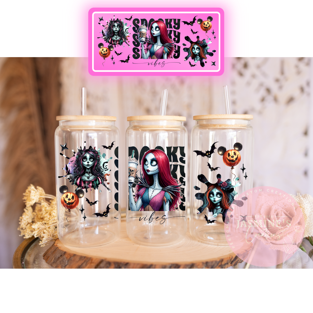 16oz Glass Libby Can Tumbler - Spooky Sally