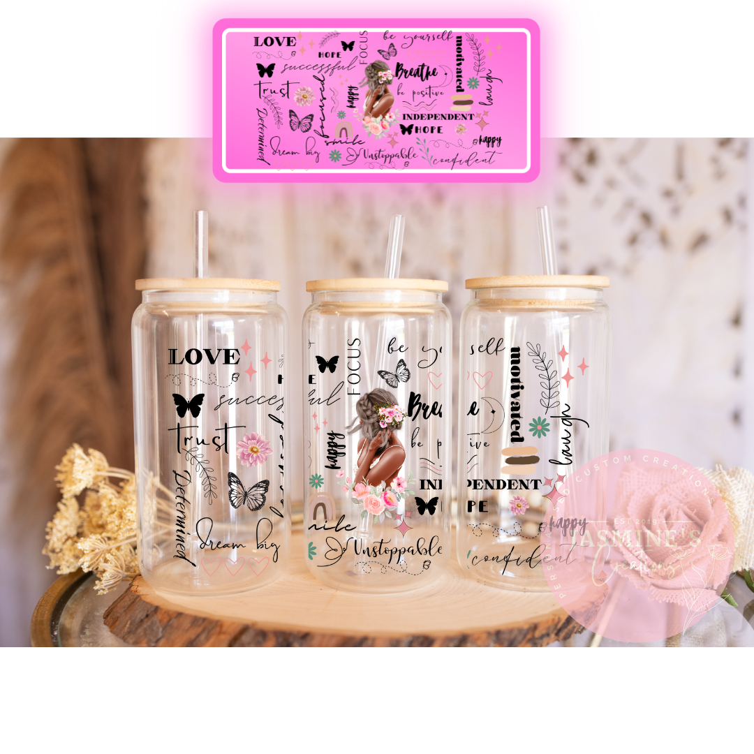 16oz Glass Libby Can Tumbler -Trust - Love - Hope