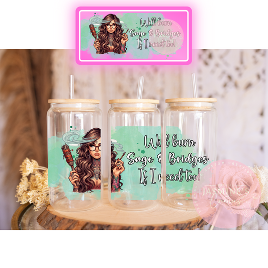 16oz Clear Glass Libby Can Tumbler - Will burn Sage & Bridges If I need too!