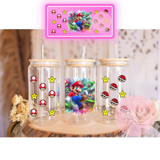 16oz Clear Glass Libby Can Tumbler - Mario Design 3