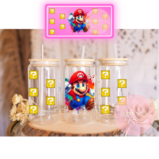16oz Clear Glass Libby Can Tumbler - Mario Design 4