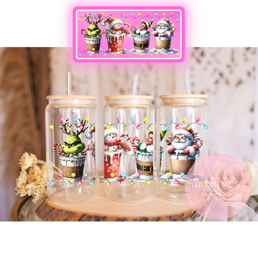 16oz Glass Libby Can Tumbler -Elf and Friends