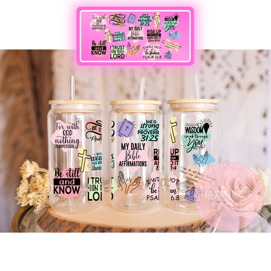 16oz Glass Libby Can Tumbler -  My Daily Bible Affirmations