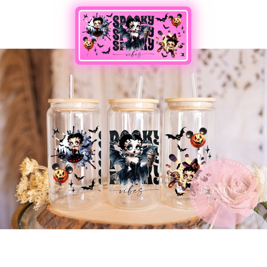 16oz Glass Libby Can Tumbler - Spooky Betty