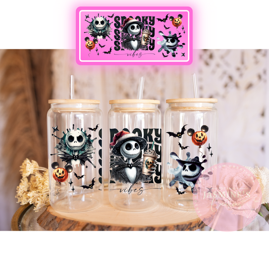 16oz Glass Libby Can Tumbler - Spooky Jack Skellington